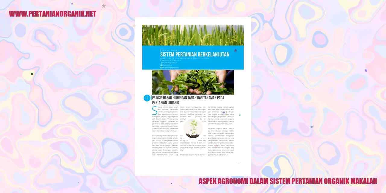 Aspek Agronomi dalam Sistem Pertanian Organik Makalah