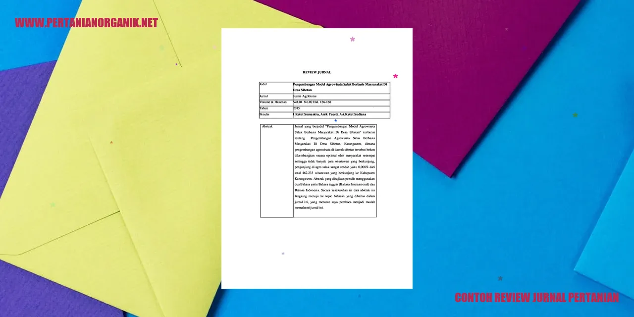 contoh review jurnal pertanian