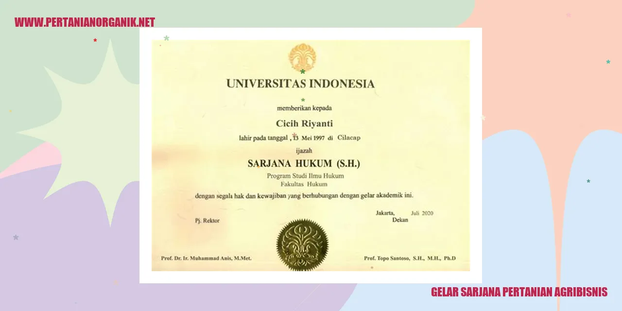 gelar sarjana pertanian agribisnis