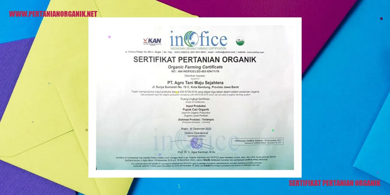 sertifikat pertanian organik