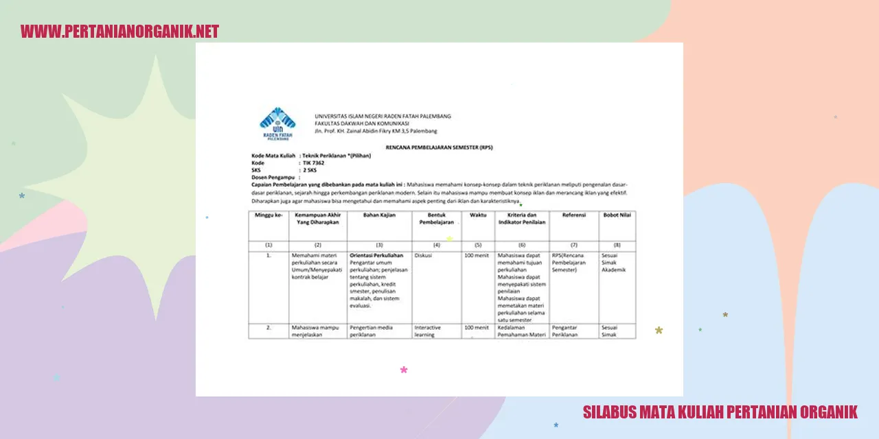 silabus mata kuliah pertanian organik