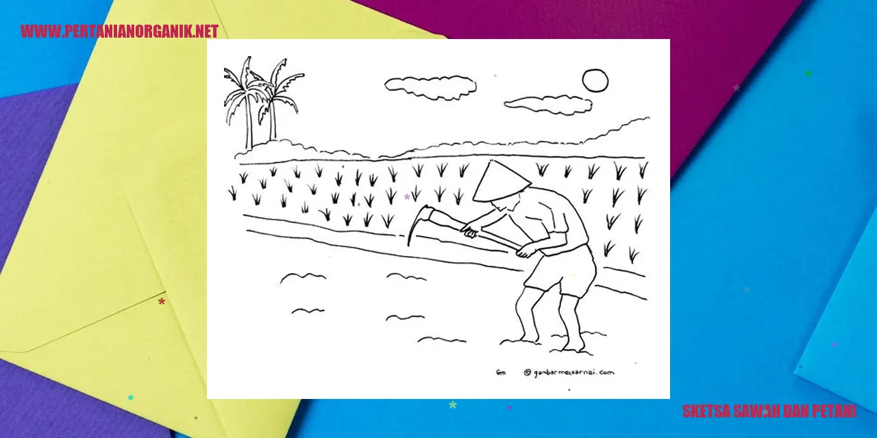 sketsa sawah dan petani